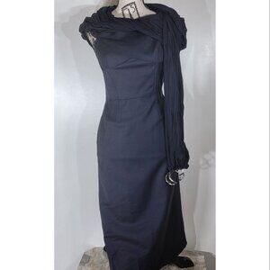 Gabriela Hearst Kyteler Embellished Off The Shoulder Dress, Navy, Womens Size 38